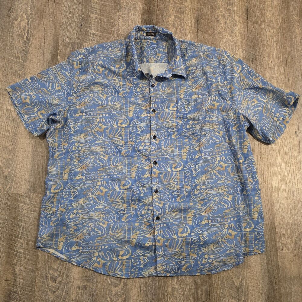 Coofandy Men's Short Sleeve Blue Hawaiian Button Down Shirt Size 3XL